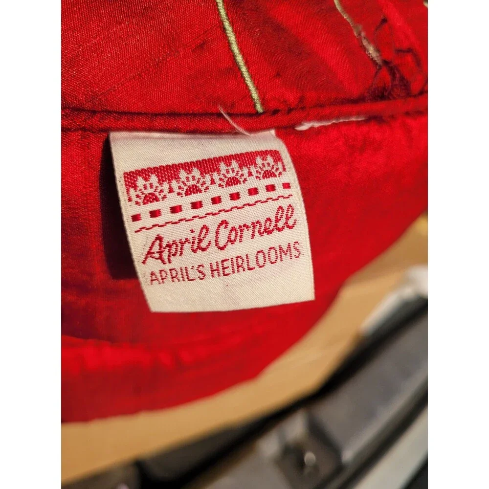 Vintage April Cornell Red Embroidered Silk Blend Decorative Pillows